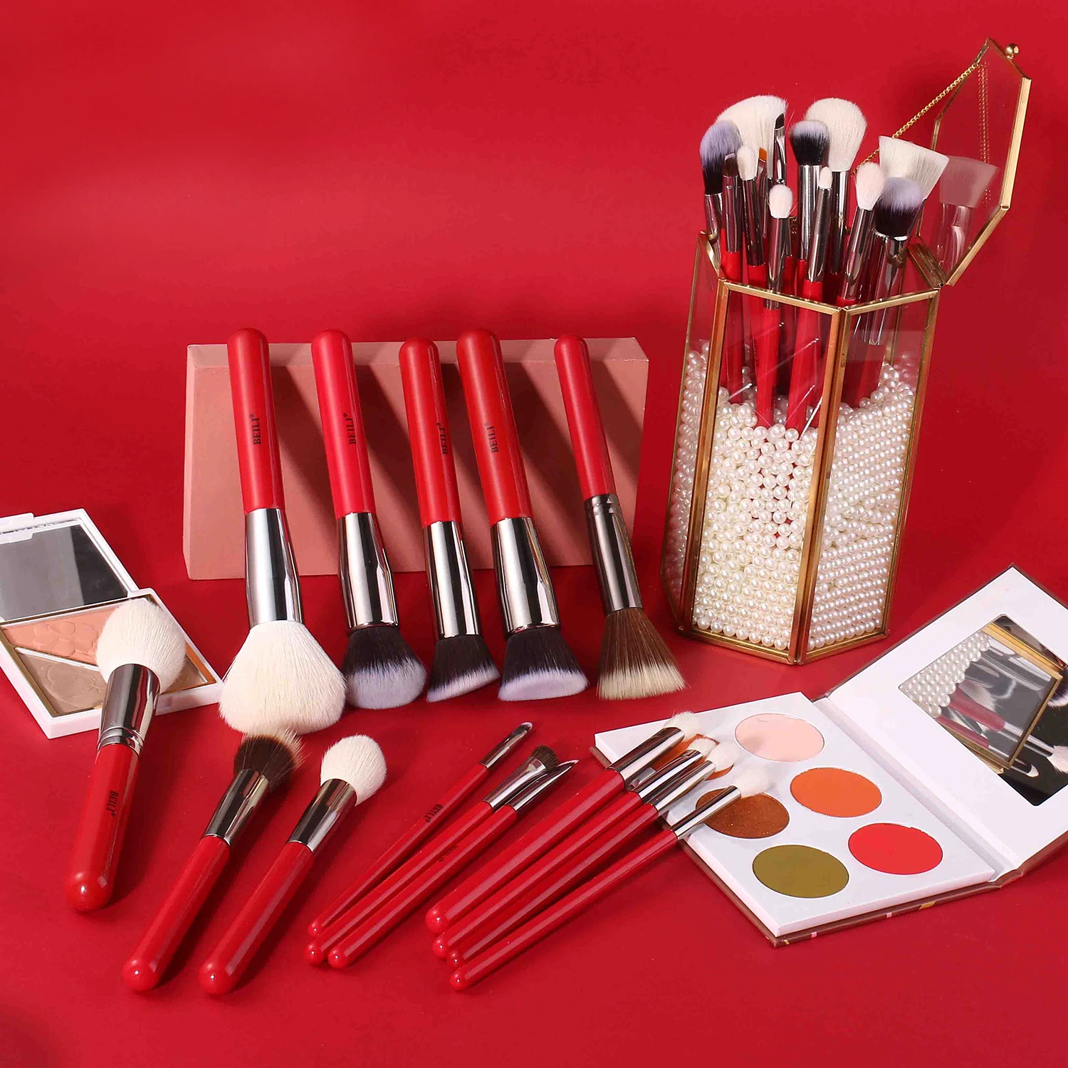 DHgate.com:10Pcs Red Makeup Brushes Set Xmas Beauty Tools
