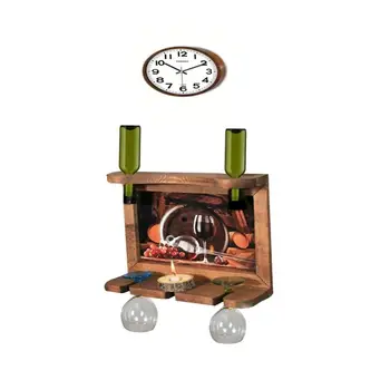 

Wall Clock Wall Art Picture Wooden Wine Rack Bottle Organizer Holders Beer Whiskey Bottle Bar Home Party Kitchen Salon Accessory