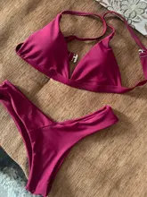 OMKAGI-traje de baño para mujer, bañador Sexy de realce, conjunto de microbikini, ropa de playa, Bikini brasileño 2021