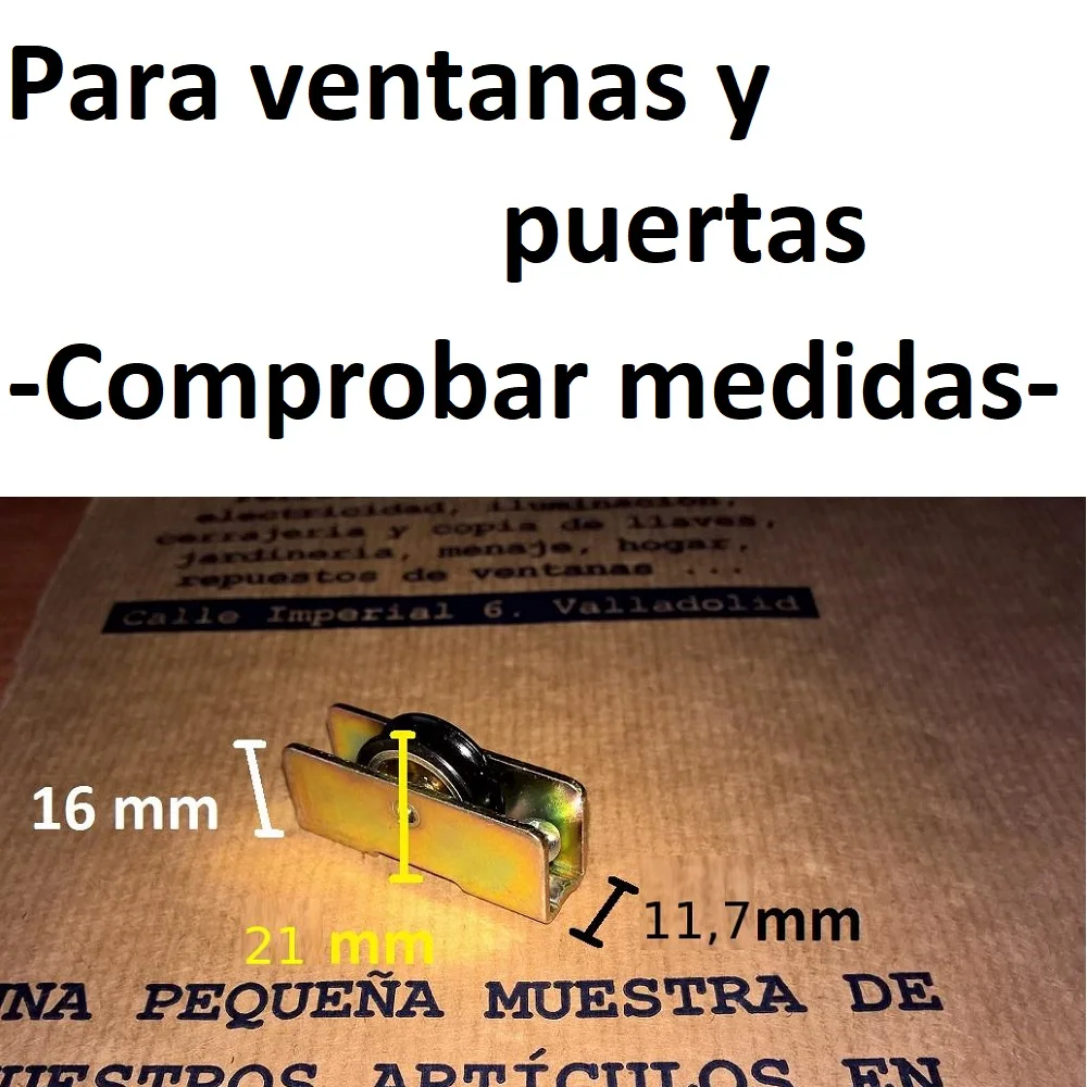 1 Rueda de ventana ó puerta con su carcasa modelo 1122. Anchura de carcasa 11,7 mm. Recambio para ventanas y puertas aluminio climalit antiguas rodamientos rodamiento recambios