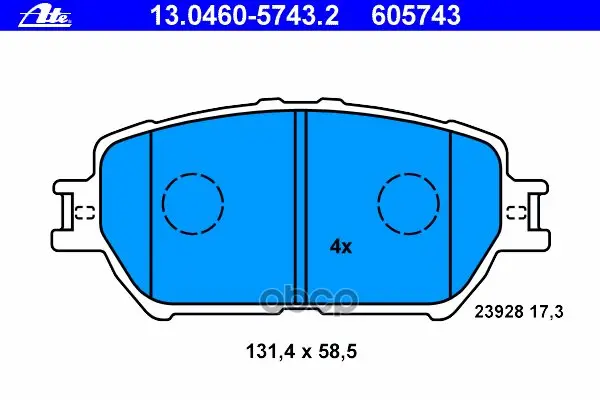 Колодки Тормозные Дисковые Передн, Toyota: Camry 2.0 Vvti/2.4 Vvt-I/3.0/3.0 V6 01-06 Ate арт. 13.0460-5743.2
