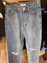 KPYTOMOA-pantalones vaqueros de pierna ancha con agujeros rasgados para Mujer, vaqueros de cintura alta Vintage con cremallera, 2021