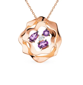 

Gold pendant with amethyst and cubic zirconia sunlight sample 585