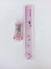 Reglas de plástico con Linda pata de gato para escuela, suministros de oficina Kawaii, accesorios de planificación, premio de estudiante