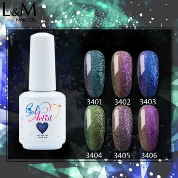 

6pcs Free Shipping Gelartist Chameleon Gel Polish Long-lasting Soak Off UV&LED Gel Nail Polish Glitter Varnishes