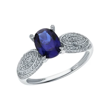 

Gold ring with sapphires synthetic and diamonds sunlight sample 585