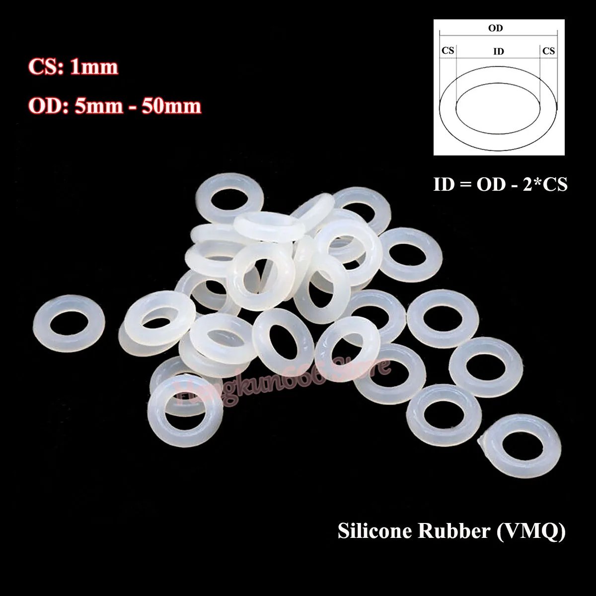 10Pcs-CS-1mm-White-Food-Grade-Silicone-O-Ring-Gasket-OD-5mm-50mm-VMQ ...