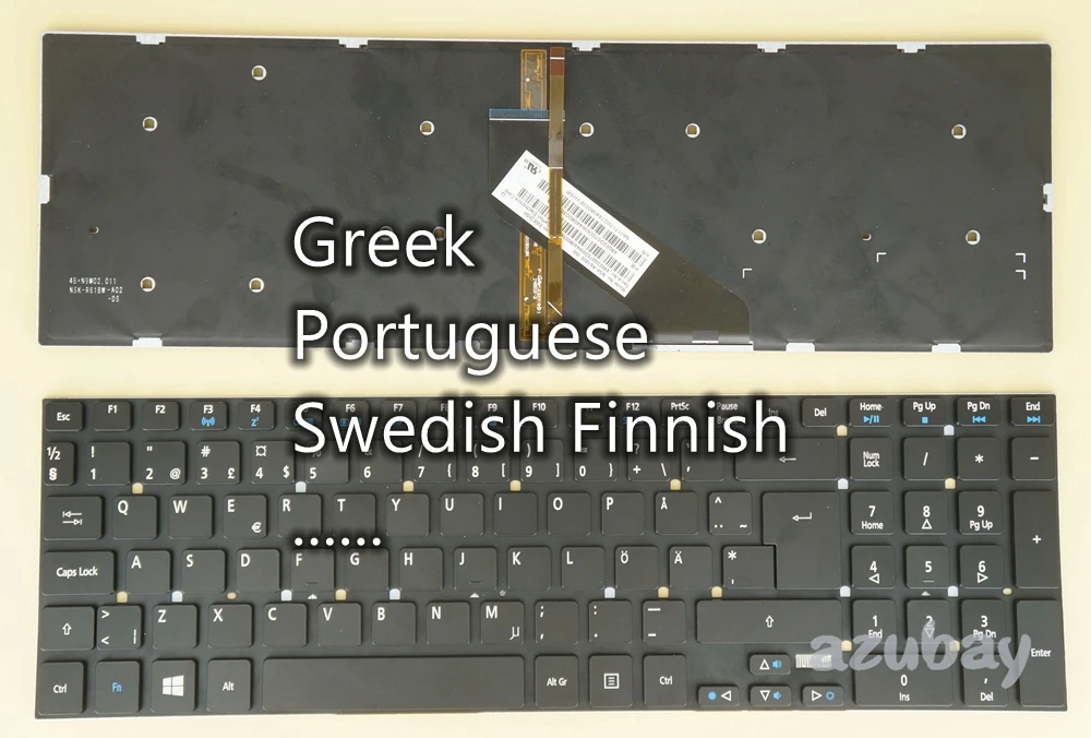 Teclado para Acer Aspire P455-m P455-mg V3532 V3-532g Vn7791g Nsk-r61bw Swiss Qwertz Grego Português Sueco Finlandês Retroiluminado