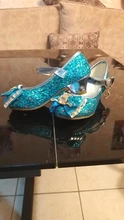 Zapatos de princesa para niñas, zapatillas con flores y brillantina para niñas pequeñas, incluye tacón alto y moño estilo mariposa, en azul, rosa y plata, talla 26-38