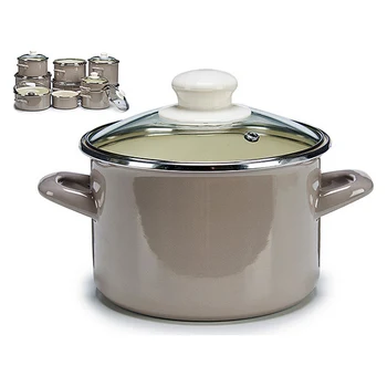 

Pot with Glass Lid Grey Enamelled Steel (23,7 x 15,8 x 17,7 cm)