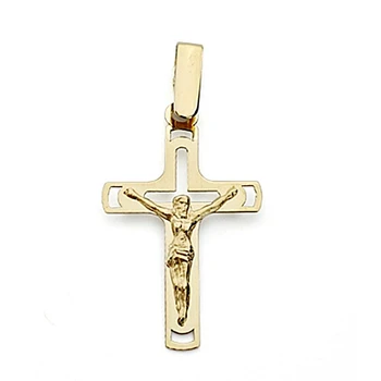 

Crucifix 18k gold Christ Cross unisex openwork flat