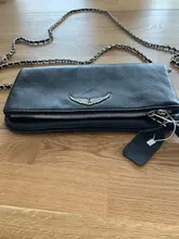 Alas decoradas bolso de un solo hombro de mujer casual moda desenfadada dos cadenas Bolsa Bandolera bolsos de cuero