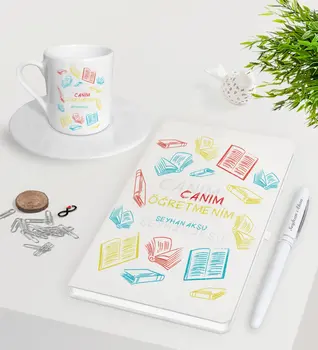 

Personalized Monsieur Lazhar White Notebook Pen Turkish coffee Cup Seti-3