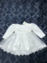 Vestido de encaje blanco para niña, Vestido de princesa con lazo, para fiesta de boda, 1 año de cumpleaños