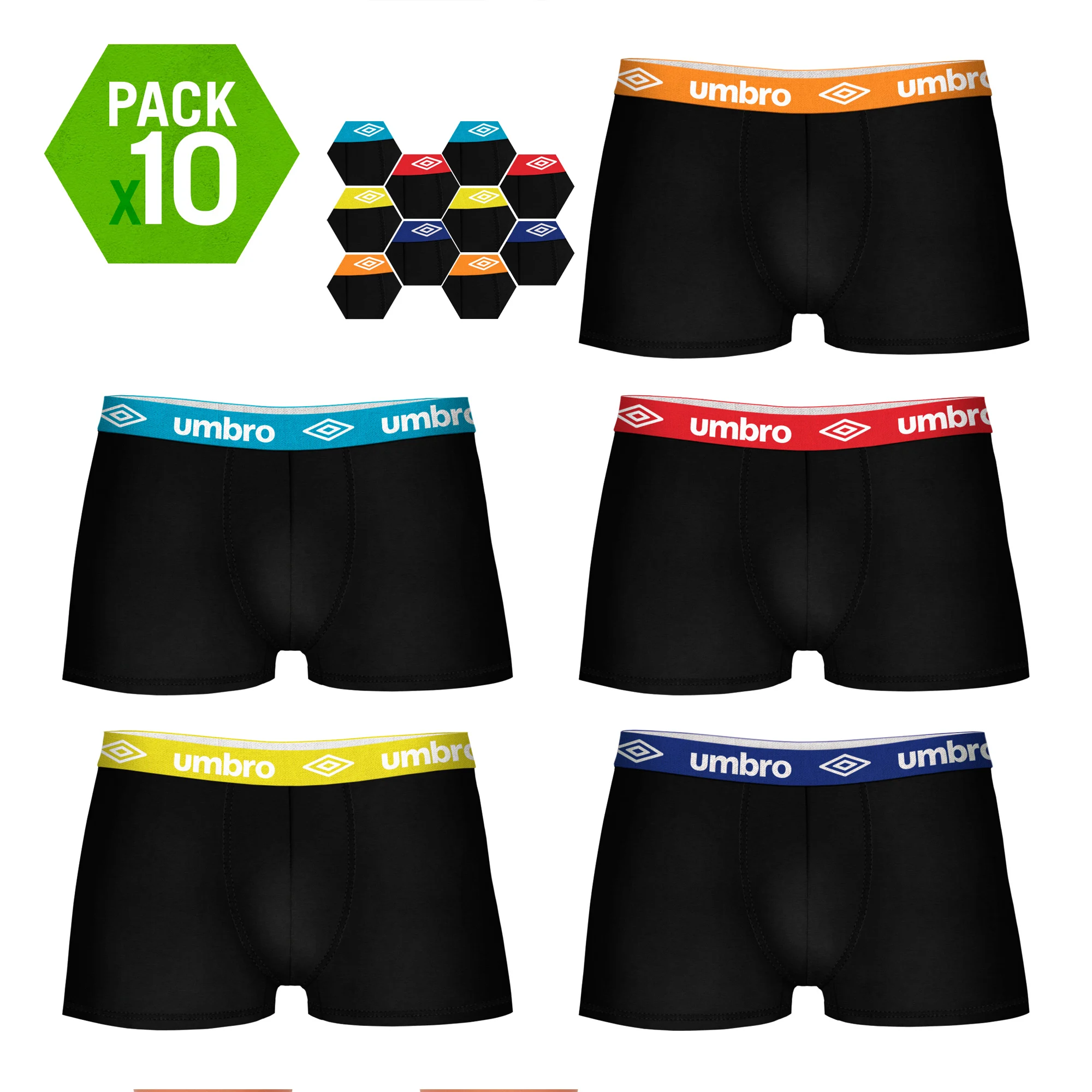 UMBRO Boxers type boxer pack Top 10 drives in black color with gum spot Colour for men