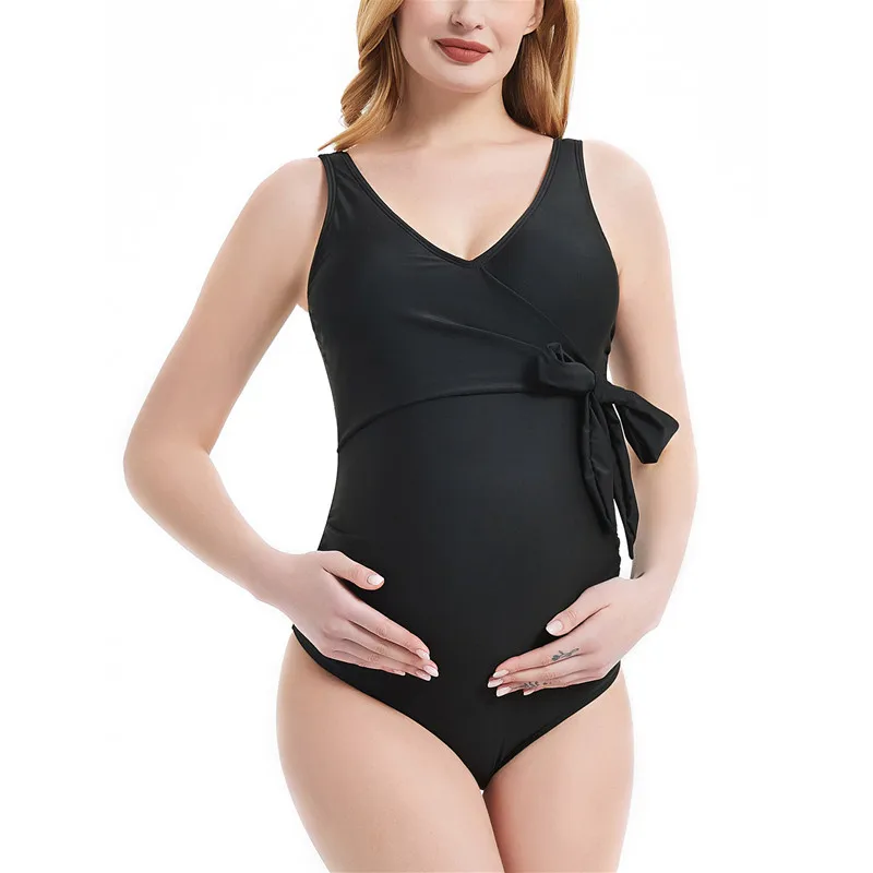 Maternity Swimsuits One Piece Bathing Suit Tie Front Pregnancy Woman Swimwear Bikini For Photo Shoot Tankinis Beachwear