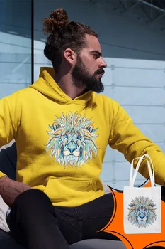 

Angemiel Wear Colorful Lion Yellow Men 'S Hooded Sweatshirt Bags Kombin