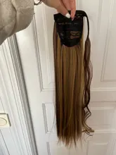AOOSOO-coleta sintética lisa y sedosa de 24 pulgadas para mujer, extensiones de cabello con cordón, fibra de alta temperatura