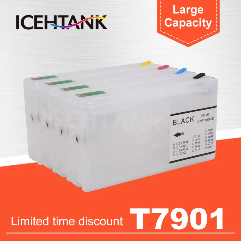 ICEHTANK Refillable Ink Cartridge For Epson T7901 WorkForce Pro WF-4630DWF 4640DTWF 5110DW 5190DW 5620DWF Printer | Компьютеры и офис