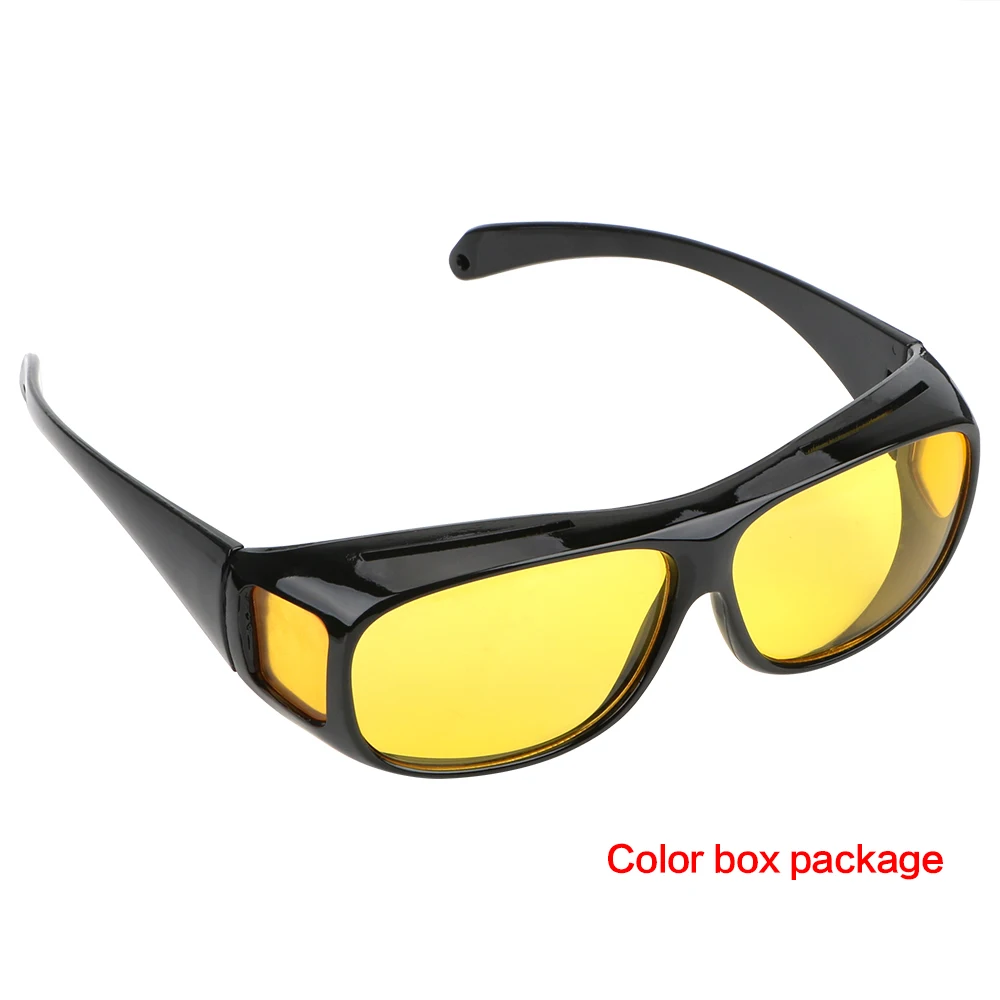 Yellow With Box Черные, желтые, коричневые крутые очки для вождения автомобиля, очки ночного видения, защитные очки, солнцезащитные очки, очки ночного видения, очки для водителей, новинка - Название цвета: Yellow With Box