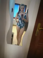 One-Piece Swimsuit Monokini Beachwear Push-Up Summer Print Zipper Sexy New XL Women