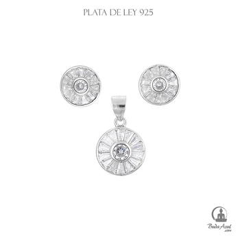 

Colgante Pendientes Plata de Ley 925 RUEDAS CON CIRCONITAS Joyería Silver C1050