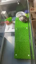 Plataforma de secado de tortuga, escalera de escalada para reptiles, tortugas, acuario, pecera, césped simulado, decoración de paisajismo
