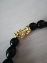 Pulsera de cuentas de obsidiana Feng Shui para mujer, brazalete de plata de Color Pixiu, encanto de unicornio, riqueza de la suerte, joyería a la moda, proverbios de palabra