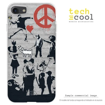 

FunnyTech®Silicone stand case for BQ Aquaris U/U Lite Banksy Graffiti collage