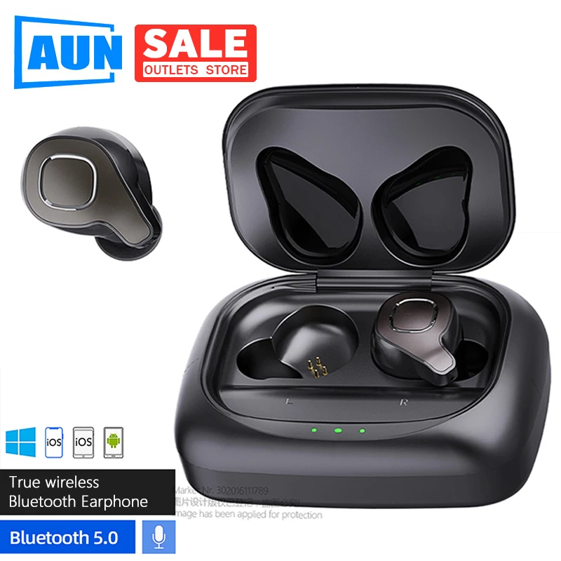 Наушники вкладыши AUN TWS с поддержкой Bluetooth 5 0 и зарядным футляром на 2600 мА ·