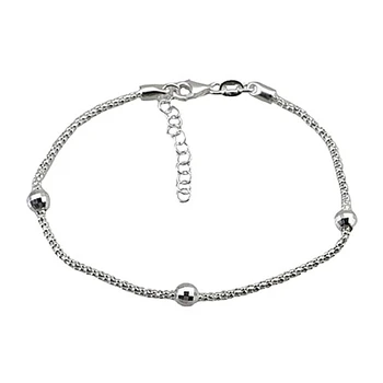 

Law silver bracelet chain 925m 18cm. Korean 3 faceted balls clasp women