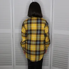 Plaid Shirt Tops Long-Sleeve Office Women Coat Loose Ladies Karsany And