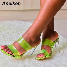 Aneikeh/Босоножки; женская обувь из чистого ПВХ на тонком каблуке; прозрачные женские пикантные прозрачные летние босоножки на высоком каблуке; Туфли-лодочки; размер 41, 42
