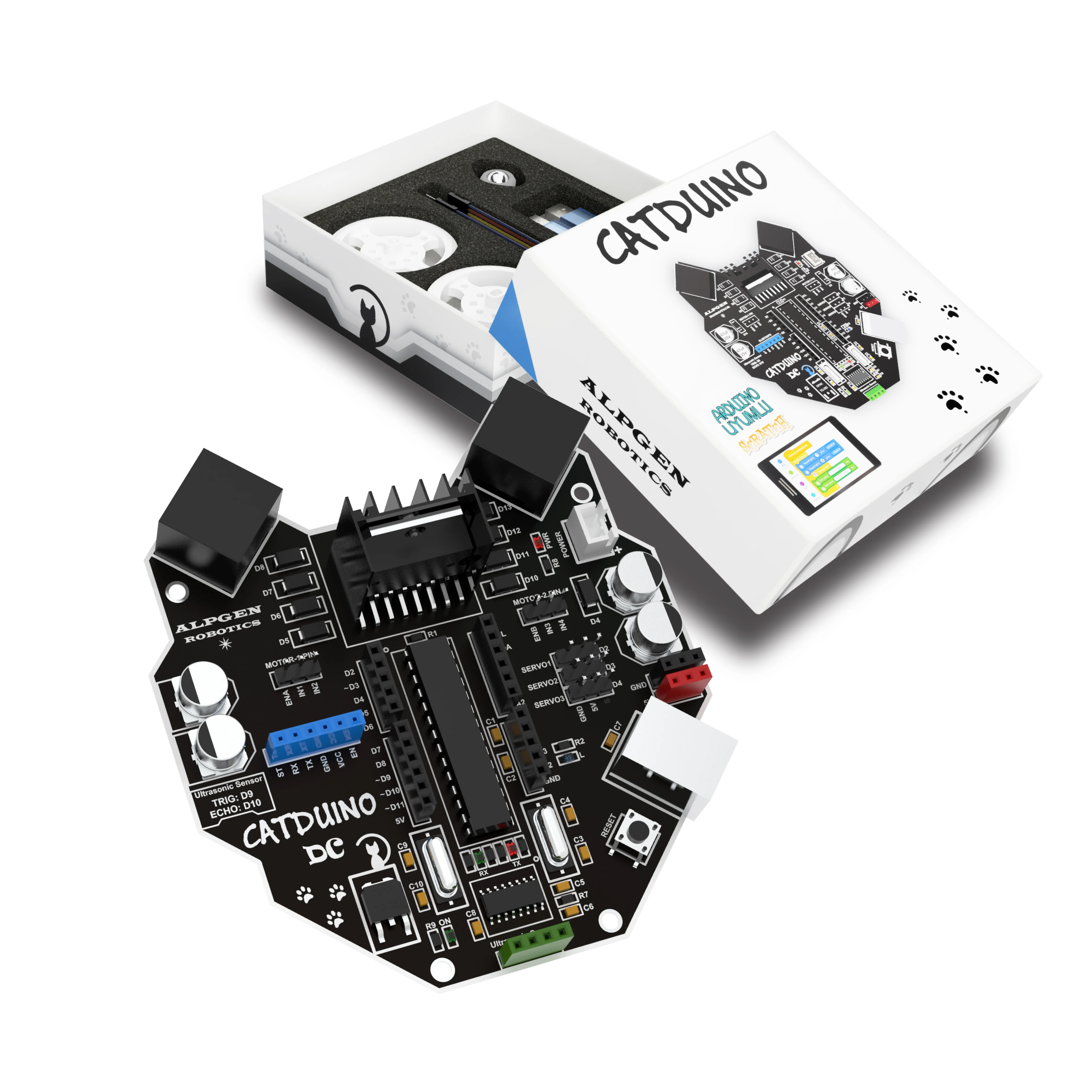 Catduino Arduino UNO Atmega328 Based Programmable Robot Robotics Kit For Kids Smart Toy for Coding Educaiton L298N Motor Driver | Игрушки и