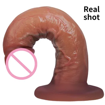 Sex toys Skin Feeling Realistic Penis Soft Penis Sex Intimate Toys Double-layer Silicone Suction Cup dildos for Women's dildo 3