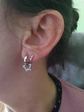 Pendientes de aro de Plata de Ley 925 para mujer, colgante de estrella hueco de circón Simple, joyería para mujer, regalos de fiesta, S-E786