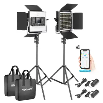 

Neewer 2 Packs 528 LED Video Light, Metal Dimmable Bi-Color 3200K-5600K Photography Lighting with APP Intelligent Control System