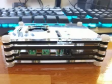 Cubierta de acrílico transparente/transparente y Funda negra para Raspberry Pi 4 modelo B, con ventilador de refrigeración para Raspberry Pi 4B