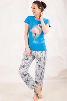 

Armonika Women Bebe Blue Above Filamingolu Six Leaf Pajamas Kit ARM-20Y099055
