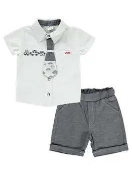 

2020 Summer Suit Woven Set Linen Linen Short Sleeve Embroidered Shirt Collar Polo Civil Baby Baby Boy Shorts 3 12 Months