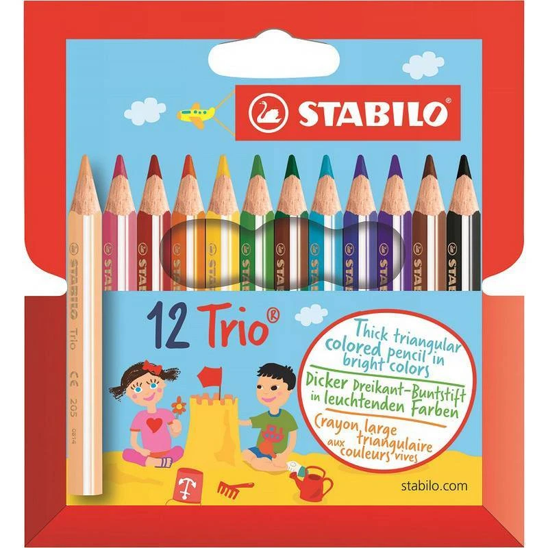 Gekleurde Stabilo Trio Dikke Korte 12 Kleuren Трехгранные (205/12 01) 709856|Standaardotloden| AliExpress