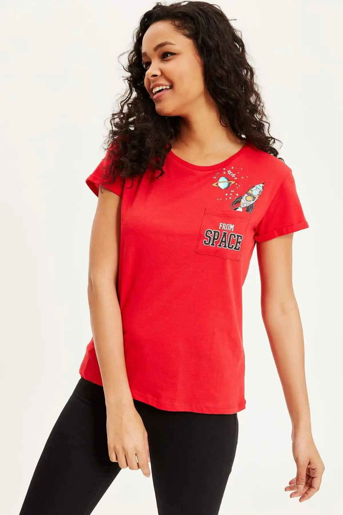 defacto woman summer spring white top tees cute letter cartoon