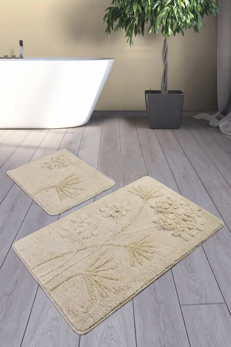

Bath Mats Non Slip Anti Mould Mats Non Slip Anti Mould Orchid Beige 2'Li Set 60X100 Cm- 50X60 Cm
