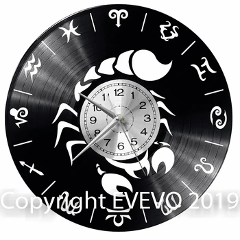

Scorpio Zodiac Sign Clock Vinyl Vinyl Record Retro Clock Handmade Vintage Gift Style Room Home Decorations Great Gift