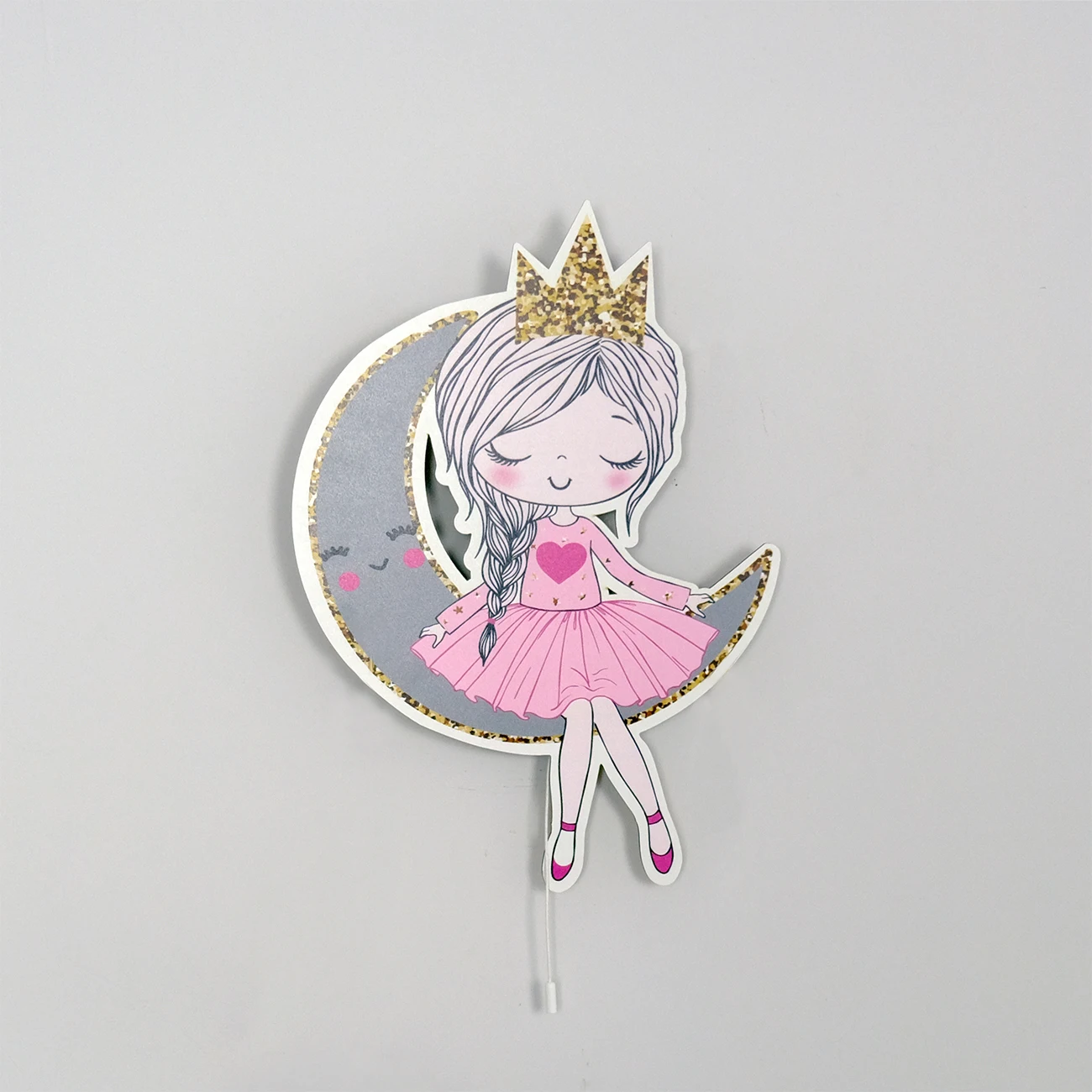 Fairy Girl Sitting Moon Wooden Design Lighting Decorative Modern Bedroom Wall Lamps Led Light Night Light Model 007