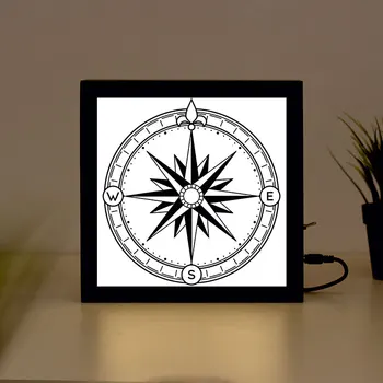 

Compass Handcrafted Wooden Light Box Sign for Home, Restaurant, Coffee Shop Business Signage