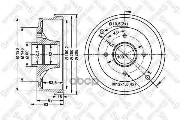6025-3906-Sx_барабан Тормозной! Renault R19/Clio All 88 Stellox 60253906sx Stellox арт. 60253906SX