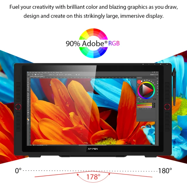 XP-Pen Artist 24 Pro 23.8 inch Drawing Graphics Tablet Pen Display Monitor 8192 Pen Pressure 2K QHD Tilt-Support Battery-Free 4
