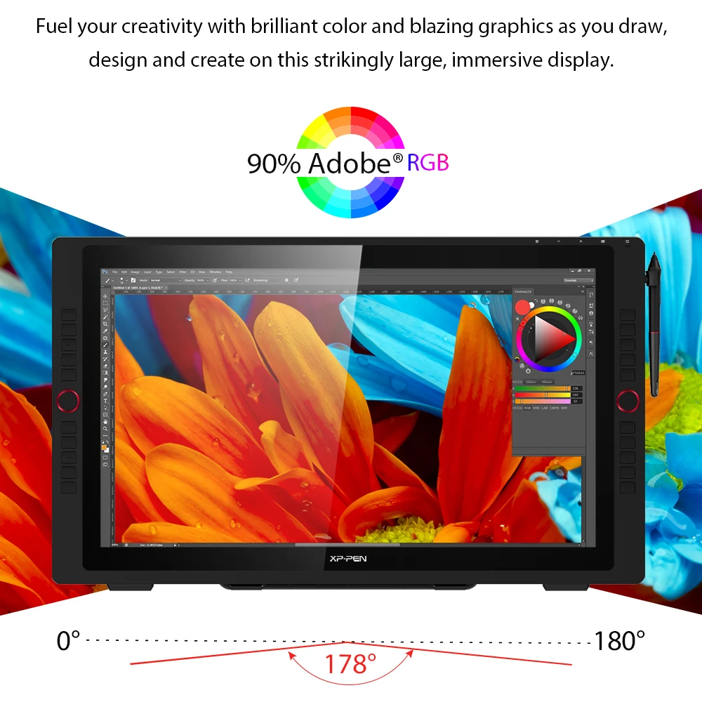 XP-Pen Artist 24 Pro 23.8 inch Drawing Graphics Tablet Pen Display Monitor 8192 Pen Pressure 2K QHD Tilt-Support Battery-Free