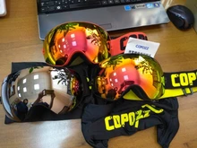 COPOZZ-Gafas de esquí para hombre y mujer, lentes de Snowboard para esquiar, protección UV400, antiniebla